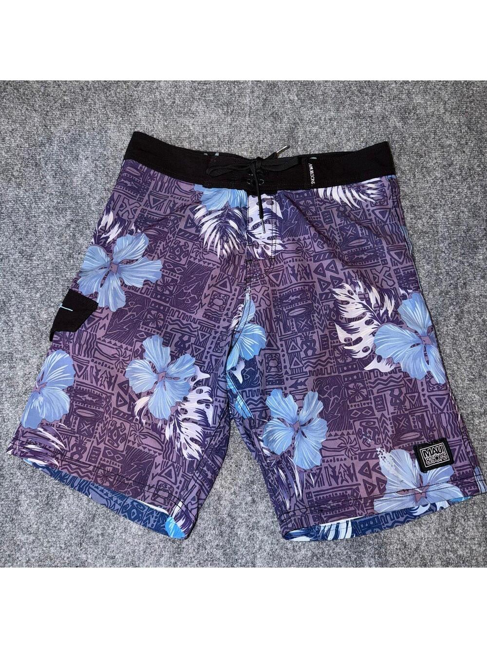 Maui & Sons Floral Surf Board Shorts Mens SM Vtg y2k 90s Rare